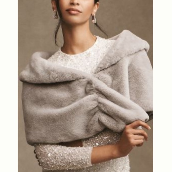 Anthropologie Accessories - BHDLN ANTHROPOLOGIE Maxime Satin Lined Faux Fur Wrap Small